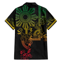 Filipino Sun Tribal Tattoo Family Matching Off Shoulder Maxi Dress and Hawaiian Shirt Philippines Inspired Barong Reggae Art LT9 - Polynesian Pride