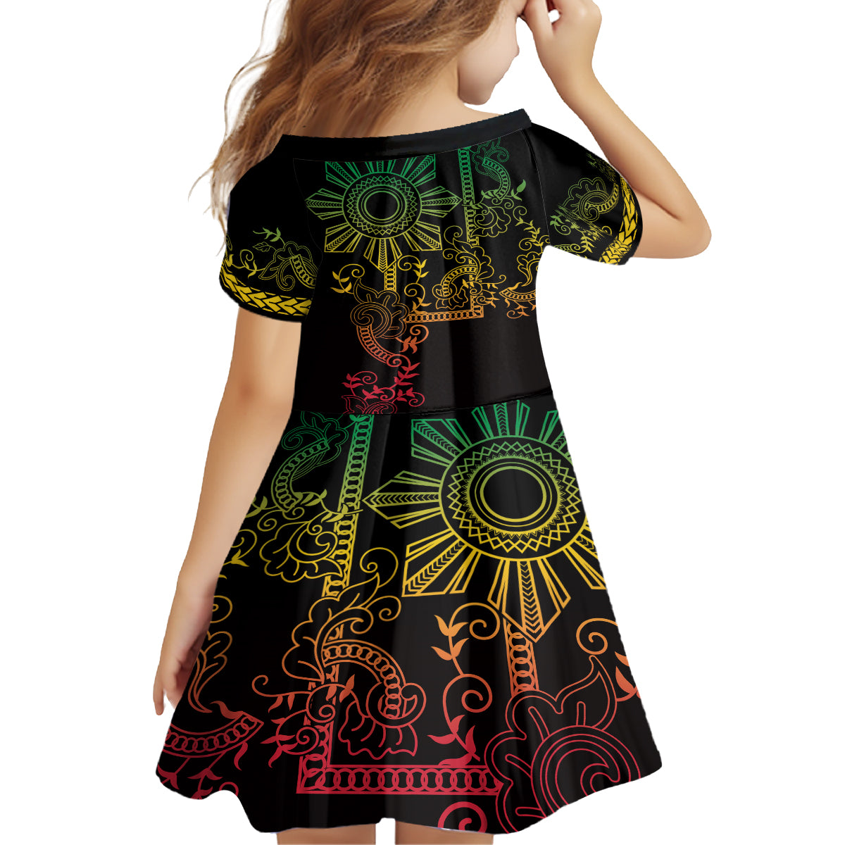Filipino Sun Tribal Tattoo Family Matching Summer Maxi Dress and Hawaiian Shirt Philippines Inspired Barong Reggae Art LT9 - Polynesian Pride