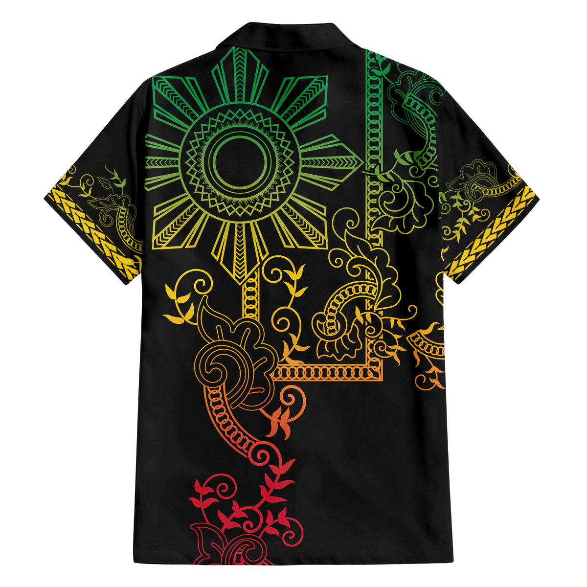 Filipino Sun Tribal Tattoo Family Matching Summer Maxi Dress and Hawaiian Shirt Philippines Inspired Barong Reggae Art LT9 - Polynesian Pride