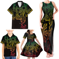 Filipino Sun Tribal Tattoo Family Matching Tank Maxi Dress and Hawaiian Shirt Philippines Inspired Barong Reggae Art LT9 - Polynesian Pride