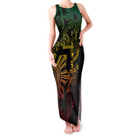 Filipino Sun Tribal Tattoo Family Matching Tank Maxi Dress and Hawaiian Shirt Philippines Inspired Barong Reggae Art LT9 Mom's Dress Reggae - Polynesian Pride