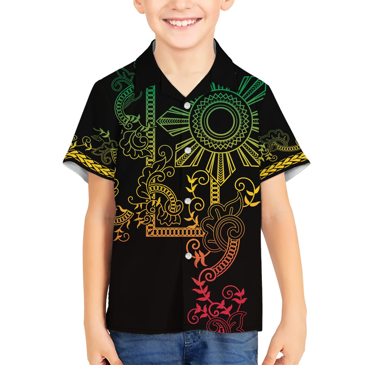 Filipino Sun Tribal Tattoo Hawaiian Shirt Philippines Inspired Barong Reggae Art LT9 - Polynesian Pride
