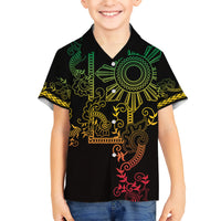 Filipino Sun Tribal Tattoo Kid Hawaiian Shirt Philippines Inspired Barong Reggae Art LT9 Kid Reggae - Polynesian Pride