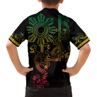 Filipino Sun Tribal Tattoo Kid Hawaiian Shirt Philippines Inspired Barong Reggae Art LT9 - Polynesian Pride