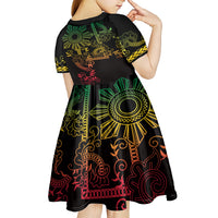 Filipino Sun Tribal Tattoo Kid Short Sleeve Dress Philippines Inspired Barong Reggae Art LT9 - Polynesian Pride