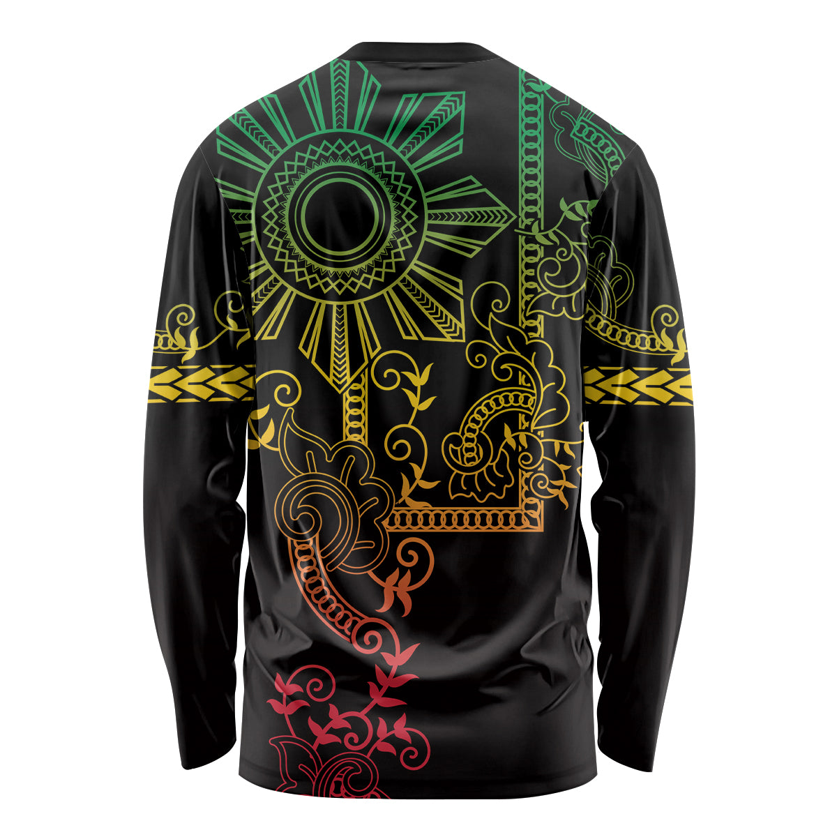 Filipino Sun Tribal Tattoo Long Sleeve Shirt Philippines Inspired Barong Reggae Art LT9 - Polynesian Pride