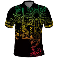 Filipino Sun Tribal Tattoo Polo Shirt Philippines Inspired Barong Reggae Art LT9 Reggae - Polynesian Pride