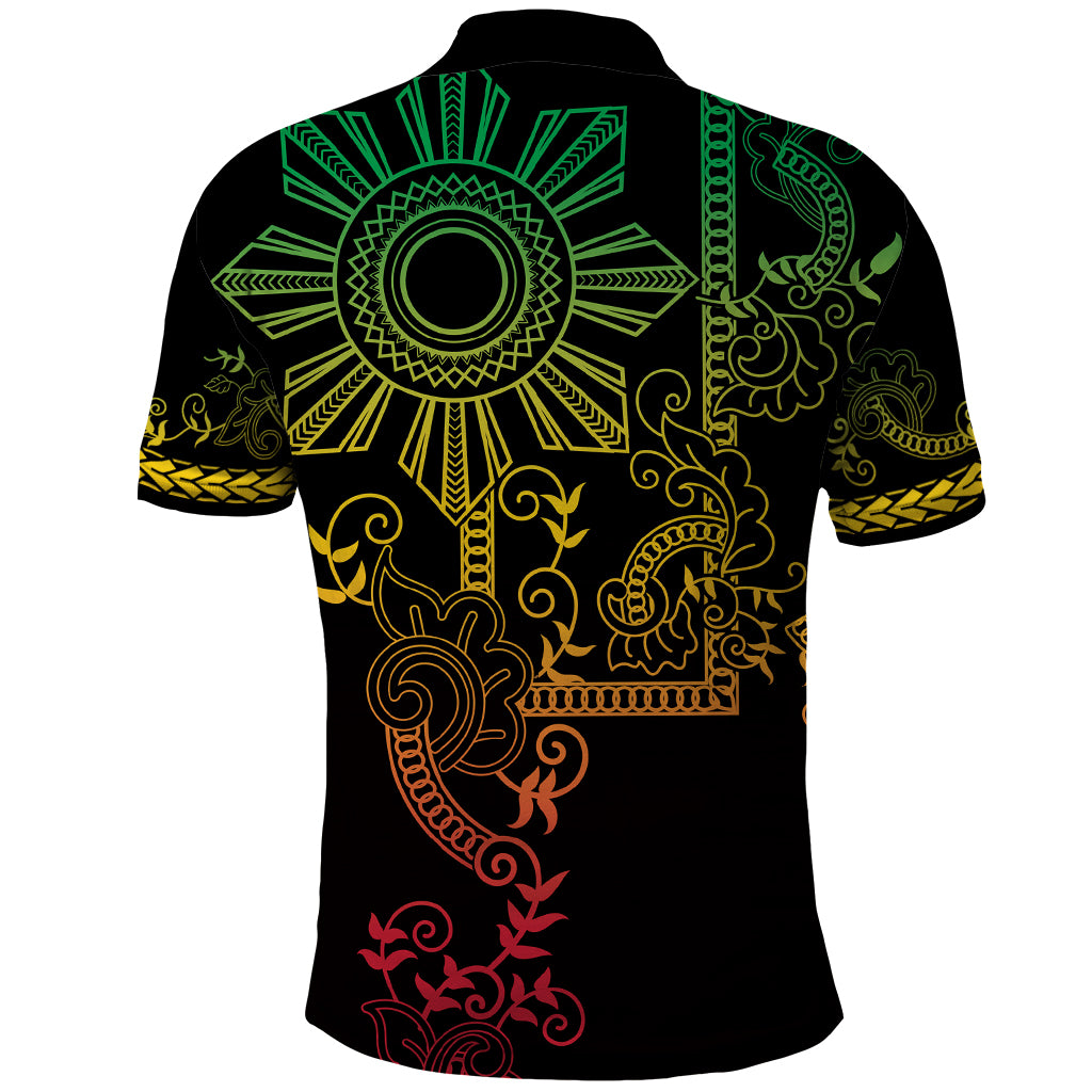 Filipino Sun Tribal Tattoo Polo Shirt Philippines Inspired Barong Reggae Art LT9 - Polynesian Pride