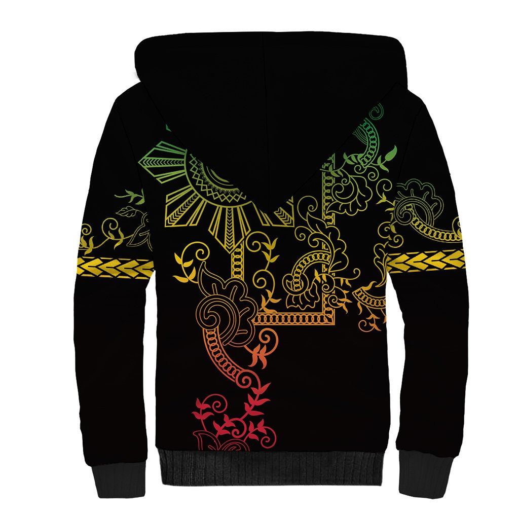 Filipino Sun Tribal Tattoo Sherpa Hoodie Philippines Inspired Barong Reggae Art LT9 - Polynesian Pride