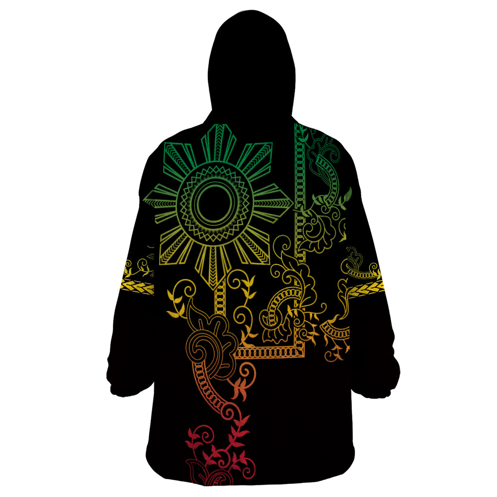 Filipino Sun Tribal Tattoo Wearable Blanket Hoodie Philippines Inspired Barong Reggae Art LT9 - Polynesian Pride