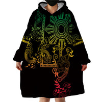 Filipino Sun Tribal Tattoo Wearable Blanket Hoodie Philippines Inspired Barong Reggae Art LT9 - Polynesian Pride