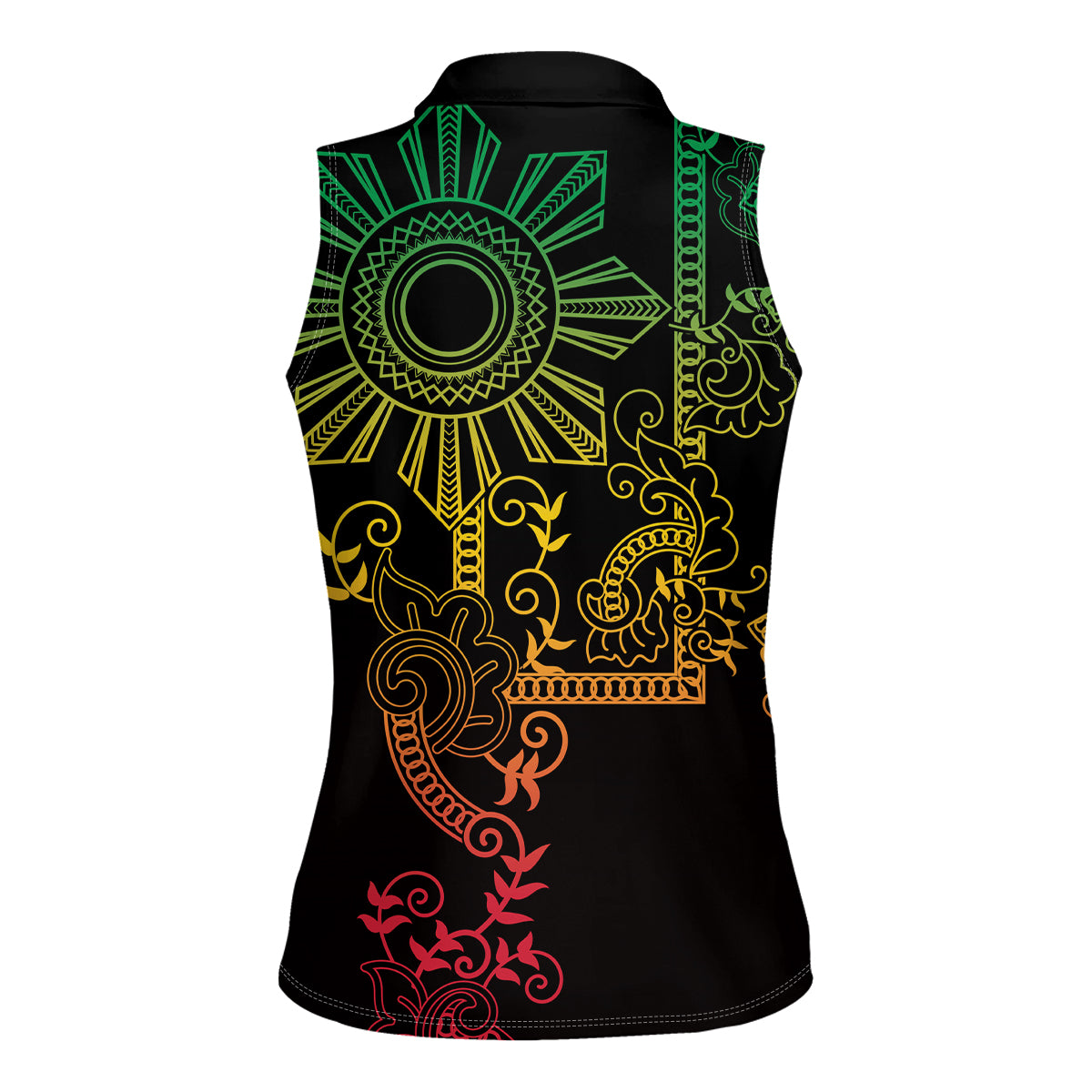Filipino Sun Tribal Tattoo Women Sleeveless Polo Shirt Philippines Inspired Barong Reggae Art LT9 - Polynesian Pride