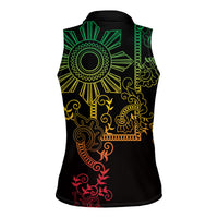 Filipino Sun Tribal Tattoo Women Sleeveless Polo Shirt Philippines Inspired Barong Reggae Art LT9 - Polynesian Pride