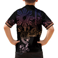 Filipino Sun Tribal Tattoo Family Matching Long Sleeve Bodycon Dress and Hawaiian Shirt Philippines Inspired Barong Pink Art LT9 - Polynesian Pride