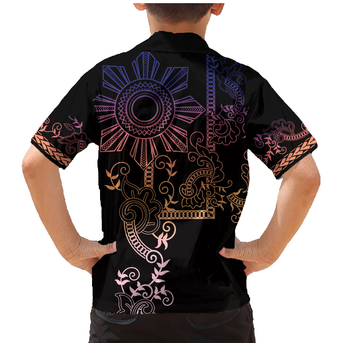 Filipino Sun Tribal Tattoo Family Matching Mermaid Dress and Hawaiian Shirt Philippines Inspired Barong Pink Art LT9 - Polynesian Pride