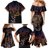 Filipino Sun Tribal Tattoo Family Matching Mermaid Dress and Hawaiian Shirt Philippines Inspired Barong Pink Art LT9 - Polynesian Pride