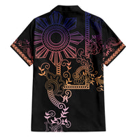 Filipino Sun Tribal Tattoo Family Matching Off Shoulder Maxi Dress and Hawaiian Shirt Philippines Inspired Barong Pink Art LT9 - Polynesian Pride