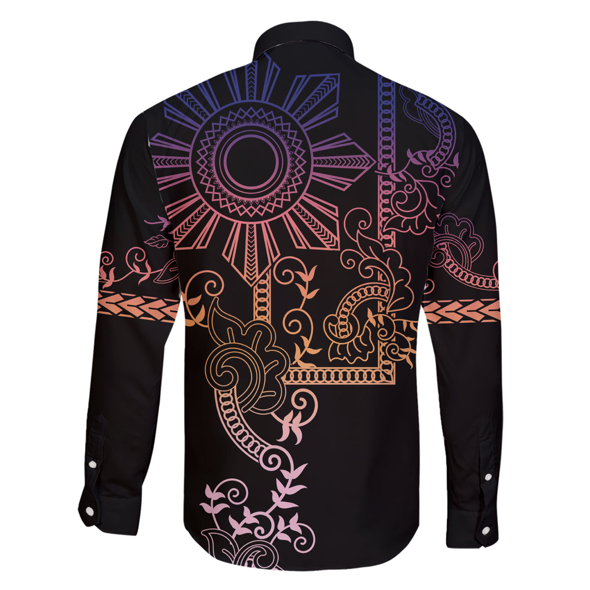 Filipino Sun Tribal Tattoo Family Matching Short Sleeve Bodycon Dress and Hawaiian Shirt Philippines Inspired Barong Pink Art LT9 - Polynesian Pride