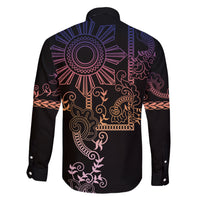 Filipino Sun Tribal Tattoo Family Matching Short Sleeve Bodycon Dress and Hawaiian Shirt Philippines Inspired Barong Pink Art LT9 - Polynesian Pride