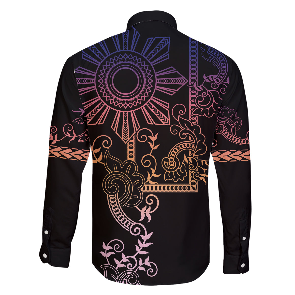 Filipino Sun Tribal Tattoo Family Matching Summer Maxi Dress and Hawaiian Shirt Philippines Inspired Barong Pink Art LT9 - Polynesian Pride