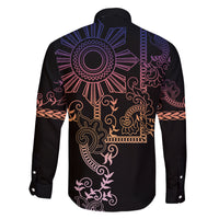 Filipino Sun Tribal Tattoo Family Matching Summer Maxi Dress and Hawaiian Shirt Philippines Inspired Barong Pink Art LT9 - Polynesian Pride