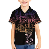 Filipino Sun Tribal Tattoo Family Matching Summer Maxi Dress and Hawaiian Shirt Philippines Inspired Barong Pink Art LT9 Son's Shirt Pink - Polynesian Pride