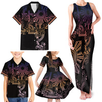 Filipino Sun Tribal Tattoo Family Matching Tank Maxi Dress and Hawaiian Shirt Philippines Inspired Barong Pink Art LT9 - Polynesian Pride