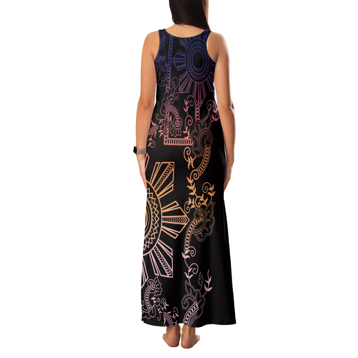 Filipino Sun Tribal Tattoo Family Matching Tank Maxi Dress and Hawaiian Shirt Philippines Inspired Barong Pink Art LT9 - Polynesian Pride