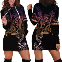 Filipino Sun Tribal Tattoo Hoodie Dress Philippines Inspired Barong Pink Art LT9 - Polynesian Pride