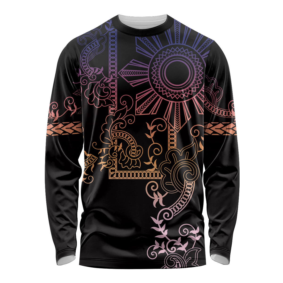 Filipino Sun Tribal Tattoo Long Sleeve Shirt Philippines Inspired Barong Pink Art LT9 Unisex Pink - Polynesian Pride