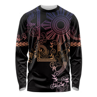 Filipino Sun Tribal Tattoo Long Sleeve Shirt Philippines Inspired Barong Pink Art LT9 Unisex Pink - Polynesian Pride