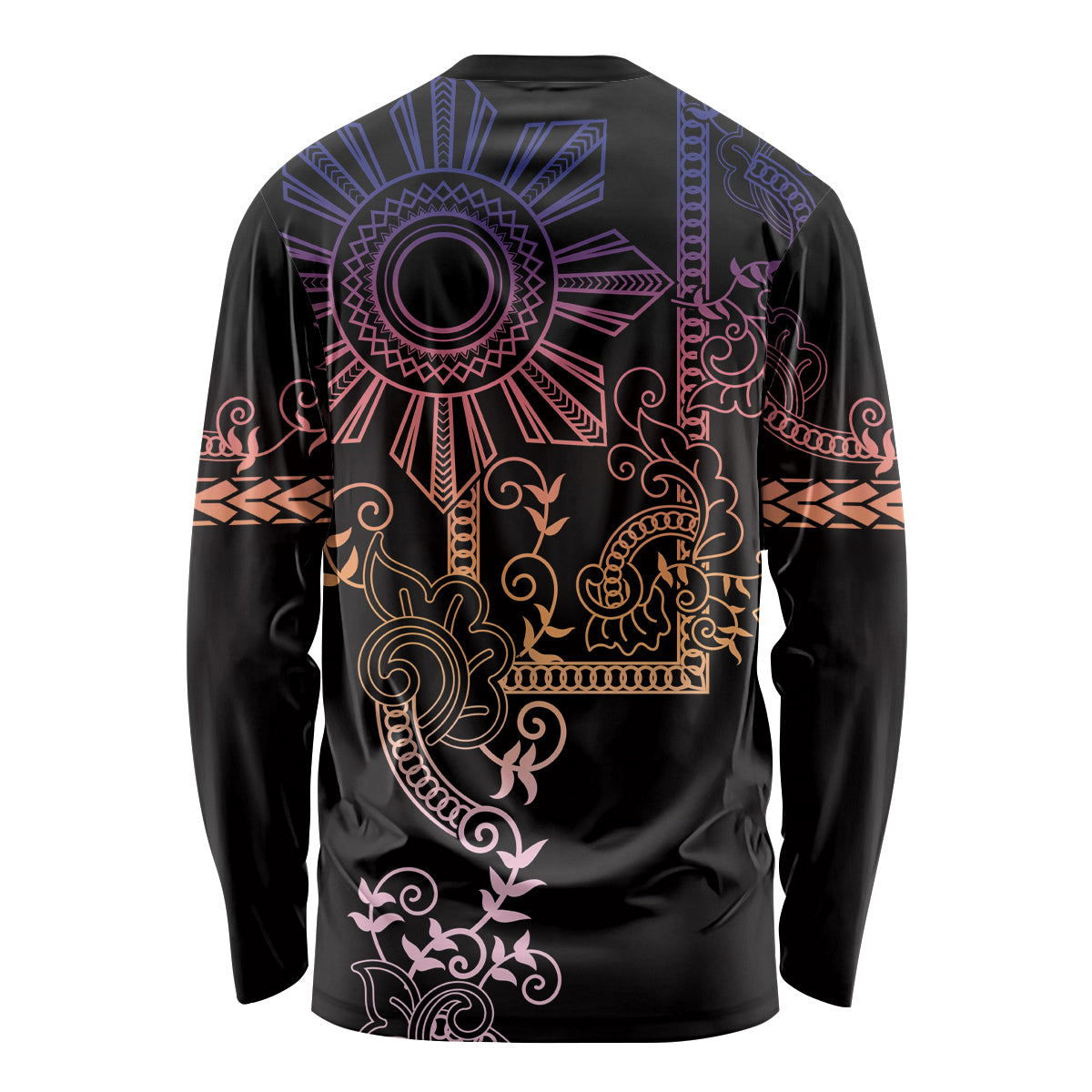 Filipino Sun Tribal Tattoo Long Sleeve Shirt Philippines Inspired Barong Pink Art LT9 - Polynesian Pride