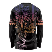 Filipino Sun Tribal Tattoo Long Sleeve Shirt Philippines Inspired Barong Pink Art LT9 - Polynesian Pride