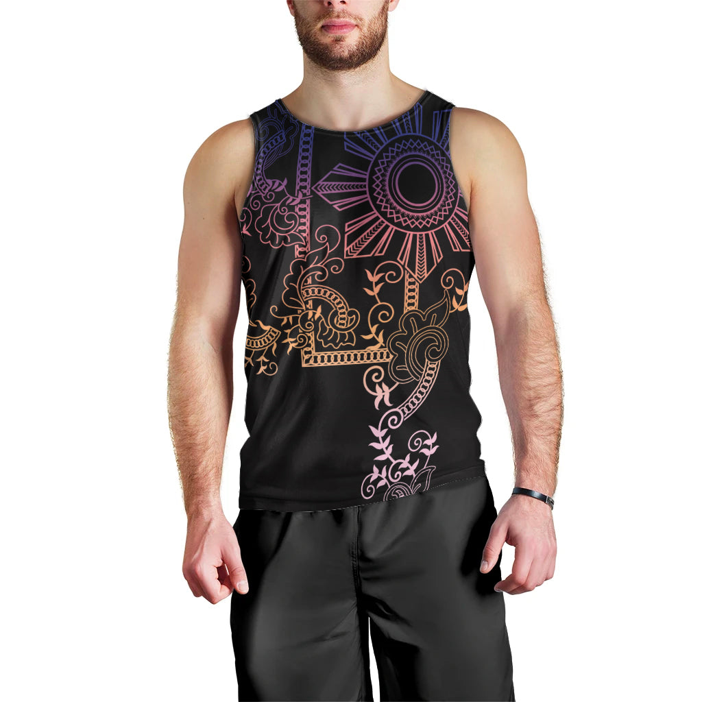 Filipino Sun Tribal Tattoo Men Tank Top Philippines Inspired Barong Pink Art LT9 - Polynesian Pride