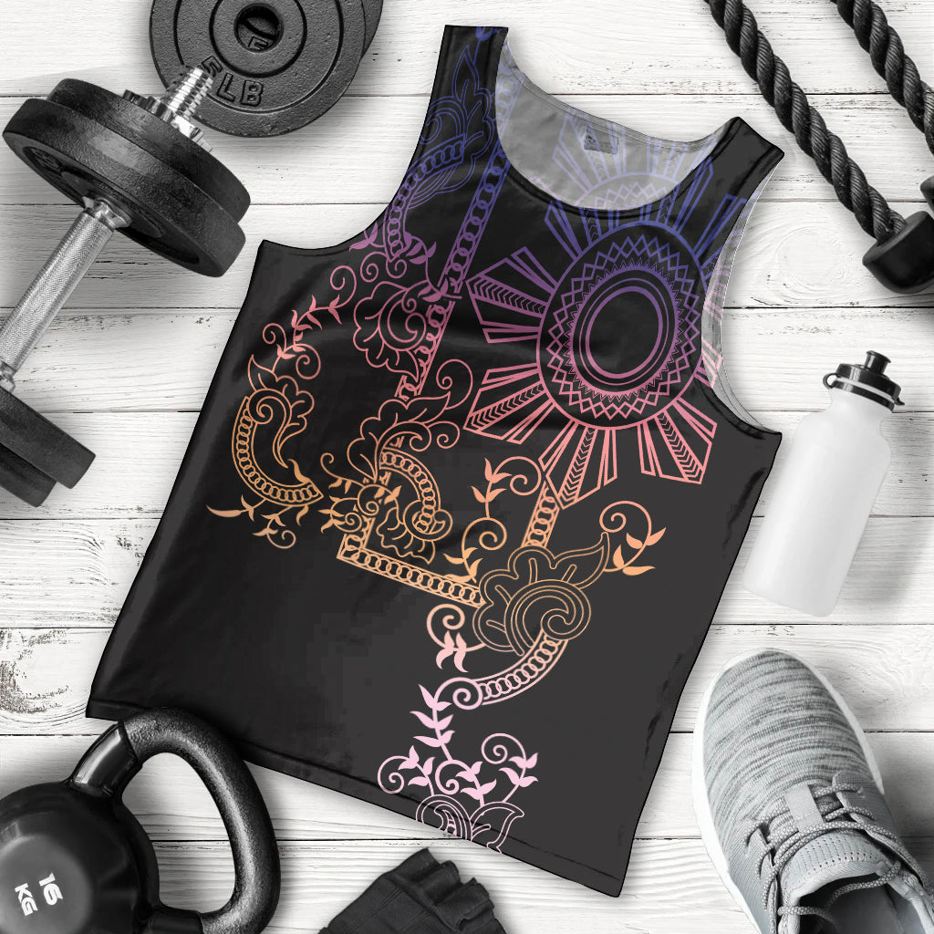 Filipino Sun Tribal Tattoo Men Tank Top Philippines Inspired Barong Pink Art LT9 - Polynesian Pride