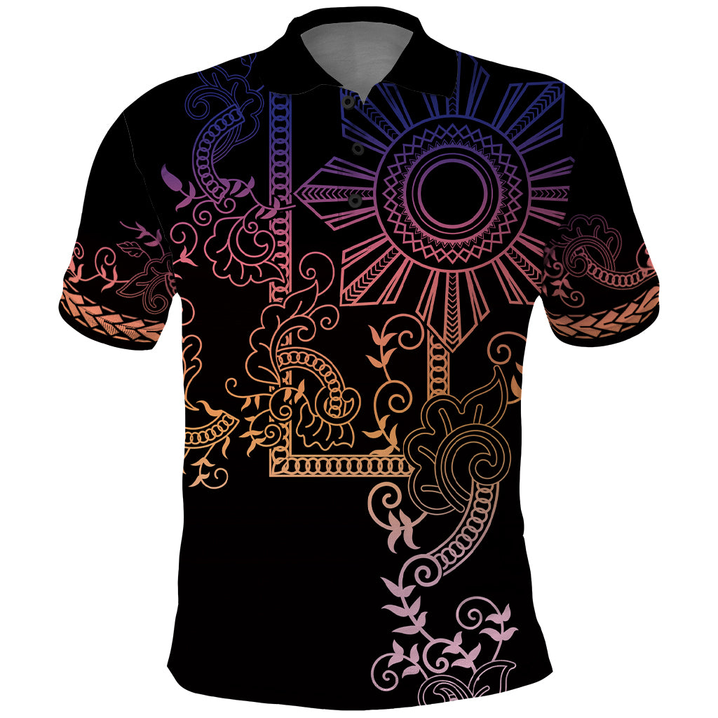 Filipino Sun Tribal Tattoo Polo Shirt Philippines Inspired Barong Pink Art LT9 Pink - Polynesian Pride