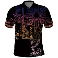 Filipino Sun Tribal Tattoo Polo Shirt Philippines Inspired Barong Pink Art LT9 Pink - Polynesian Pride