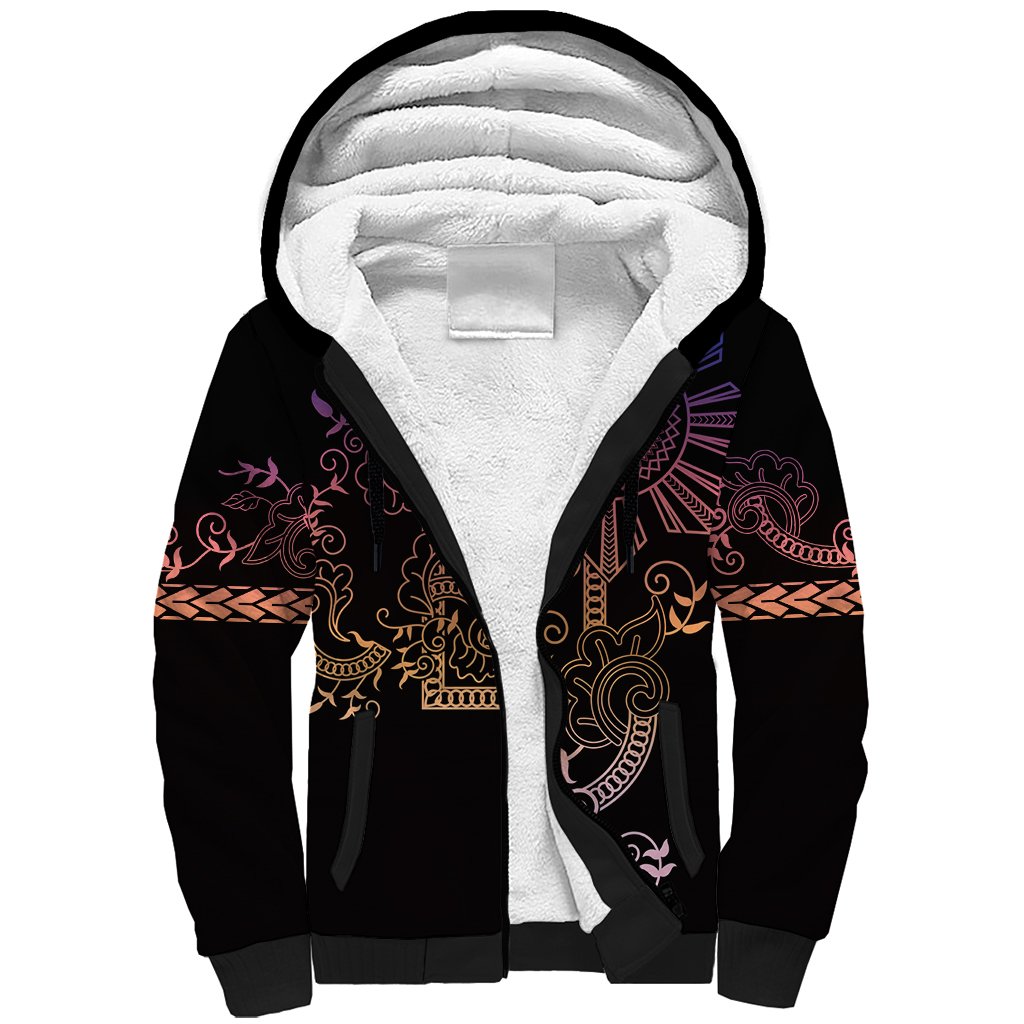 Filipino Sun Tribal Tattoo Sherpa Hoodie Philippines Inspired Barong Pink Art LT9 Unisex Pink - Polynesian Pride