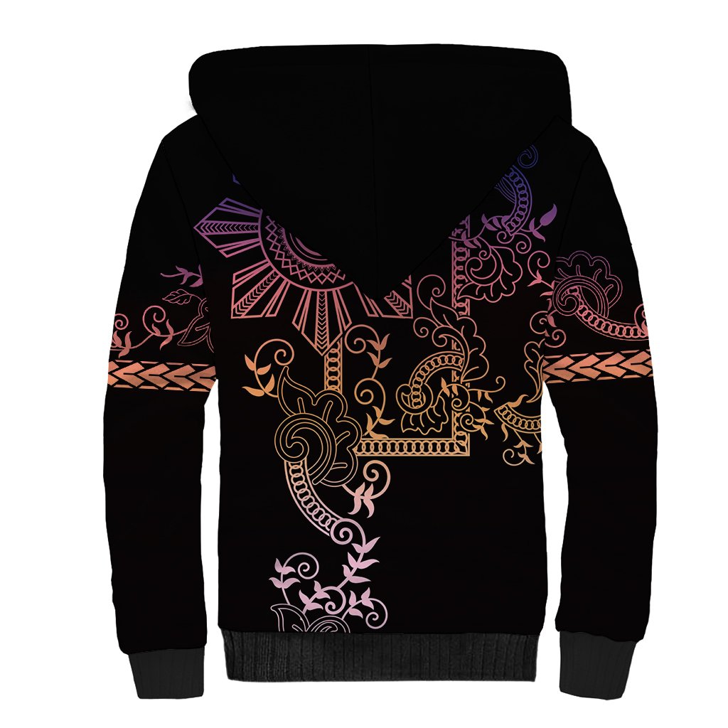 Filipino Sun Tribal Tattoo Sherpa Hoodie Philippines Inspired Barong Pink Art LT9 - Polynesian Pride