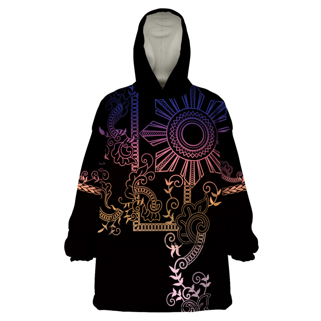 Filipino Sun Tribal Tattoo Wearable Blanket Hoodie Philippines Inspired Barong Pink Art LT9 One Size Pink - Polynesian Pride