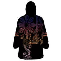 Filipino Sun Tribal Tattoo Wearable Blanket Hoodie Philippines Inspired Barong Pink Art LT9 - Polynesian Pride