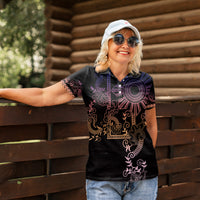 Filipino Sun Tribal Tattoo Women Polo Shirt Philippines Inspired Barong Pink Art LT9 - Polynesian Pride