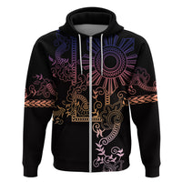 Filipino Sun Tribal Tattoo Zip Hoodie Philippines Inspired Barong Pink Art LT9 Zip Hoodie Pink - Polynesian Pride