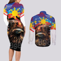 Philippines Lion and Eagle 1898 Couples Matching Long Sleeve Bodycon Dress and Long Sleeve Button Shirt Pilipinas Maligayang Araw ng Kalayaan LT9 - Polynesian Pride