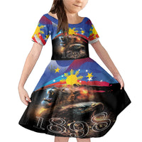Philippines Lion and Eagle 1898 Family Matching Mermaid Dress and Hawaiian Shirt Pilipinas Maligayang Araw ng Kalayaan LT9 Daughter's Dress Black - Polynesian Pride