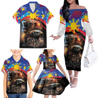 Philippines Lion and Eagle 1898 Family Matching Off The Shoulder Long Sleeve Dress and Hawaiian Shirt Pilipinas Maligayang Araw ng Kalayaan LT9 - Polynesian Pride