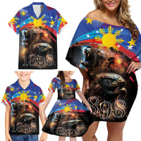 Philippines Lion and Eagle 1898 Family Matching Off Shoulder Short Dress and Hawaiian Shirt Pilipinas Maligayang Araw ng Kalayaan LT9 - Polynesian Pride