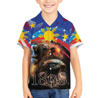 Philippines Lion and Eagle 1898 Family Matching Off Shoulder Short Dress and Hawaiian Shirt Pilipinas Maligayang Araw ng Kalayaan LT9 Son's Shirt Black - Polynesian Pride