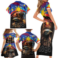 Philippines Lion and Eagle 1898 Family Matching Short Sleeve Bodycon Dress and Hawaiian Shirt Pilipinas Maligayang Araw ng Kalayaan LT9 - Polynesian Pride