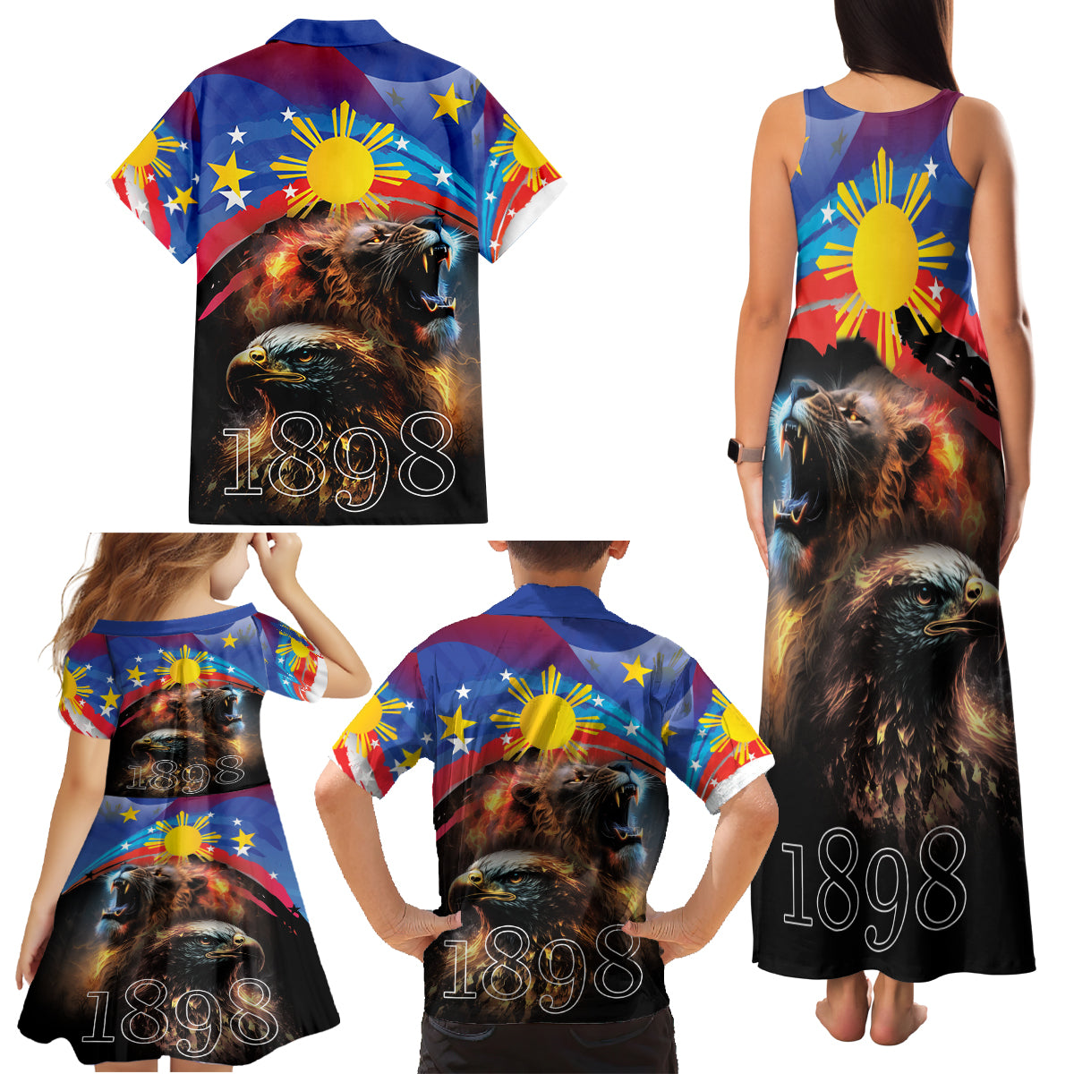 Philippines Lion and Eagle 1898 Family Matching Tank Maxi Dress and Hawaiian Shirt Pilipinas Maligayang Araw ng Kalayaan LT9 - Polynesian Pride
